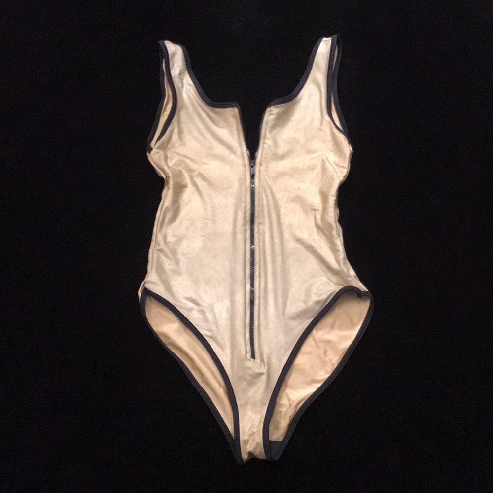 American Apparel gold lame bond girl bodysuit